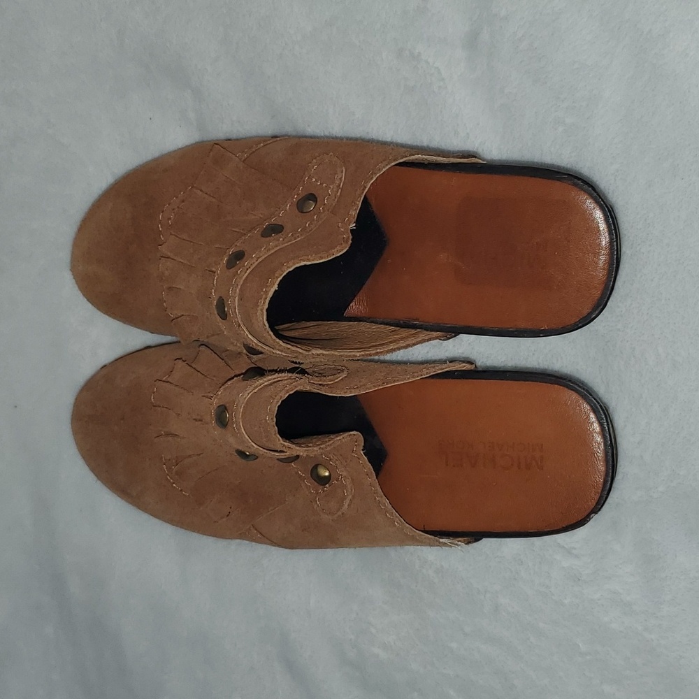 Michael Kors Rye Fringed Suede Studded Platform Clogs Size 8 - Picture 3 of 12